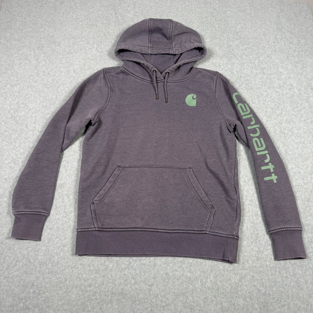 Carhartt Womens Relaxed Fit Logo Graphic Hoodie Purple Small Workwear